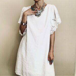 Nordstrom White Eyelet Sleeve Dress